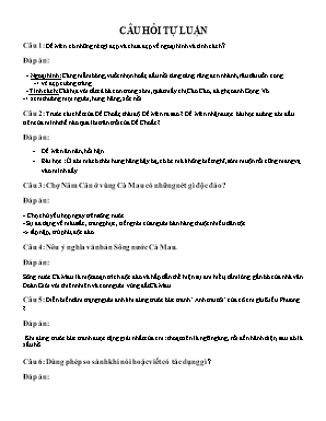Câu hỏi tự luận học kỳ I môn Ngữ văn Lớp 6